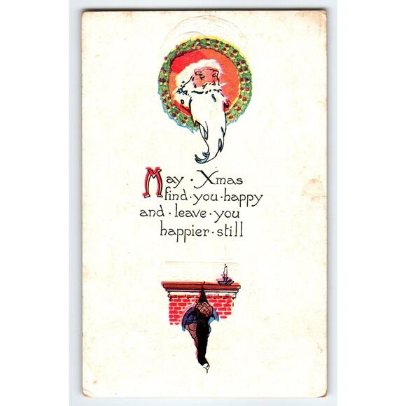 Vintage 1924 Santa Claus Christmas Postcard with Holiday Greeting - Picture 1 of 2